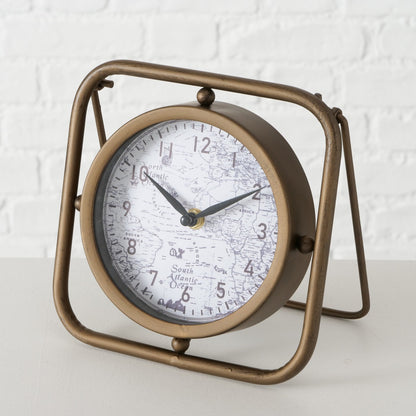 Industrial World Map Table Clock