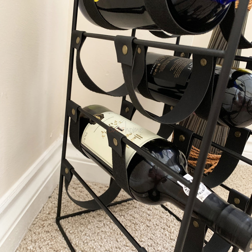 10 Bottle Faux Leather Wine Rack