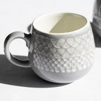 Set Of 4 Grey Embossed Patterned Mugs