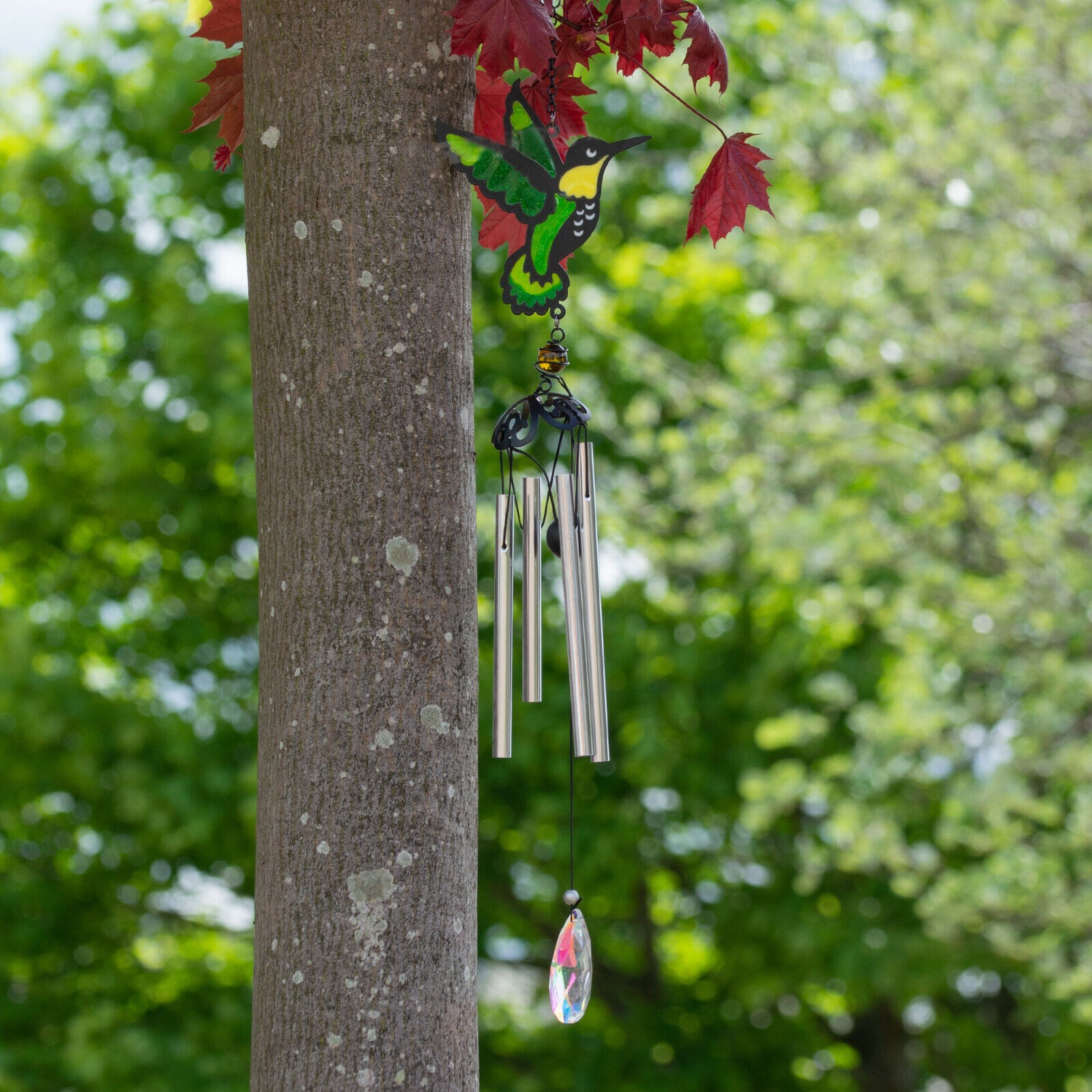 Stained Glass Effect Hummingbird Wind Chime