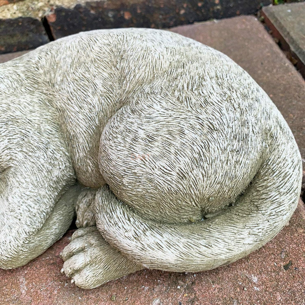 Stone Sleeping Cat Garden Sculpture