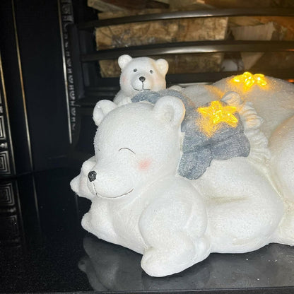 LED Polar Bear & Cub Christmas Sculpture