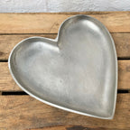 Set Of 2 Brushed Silver Love Heart Plates