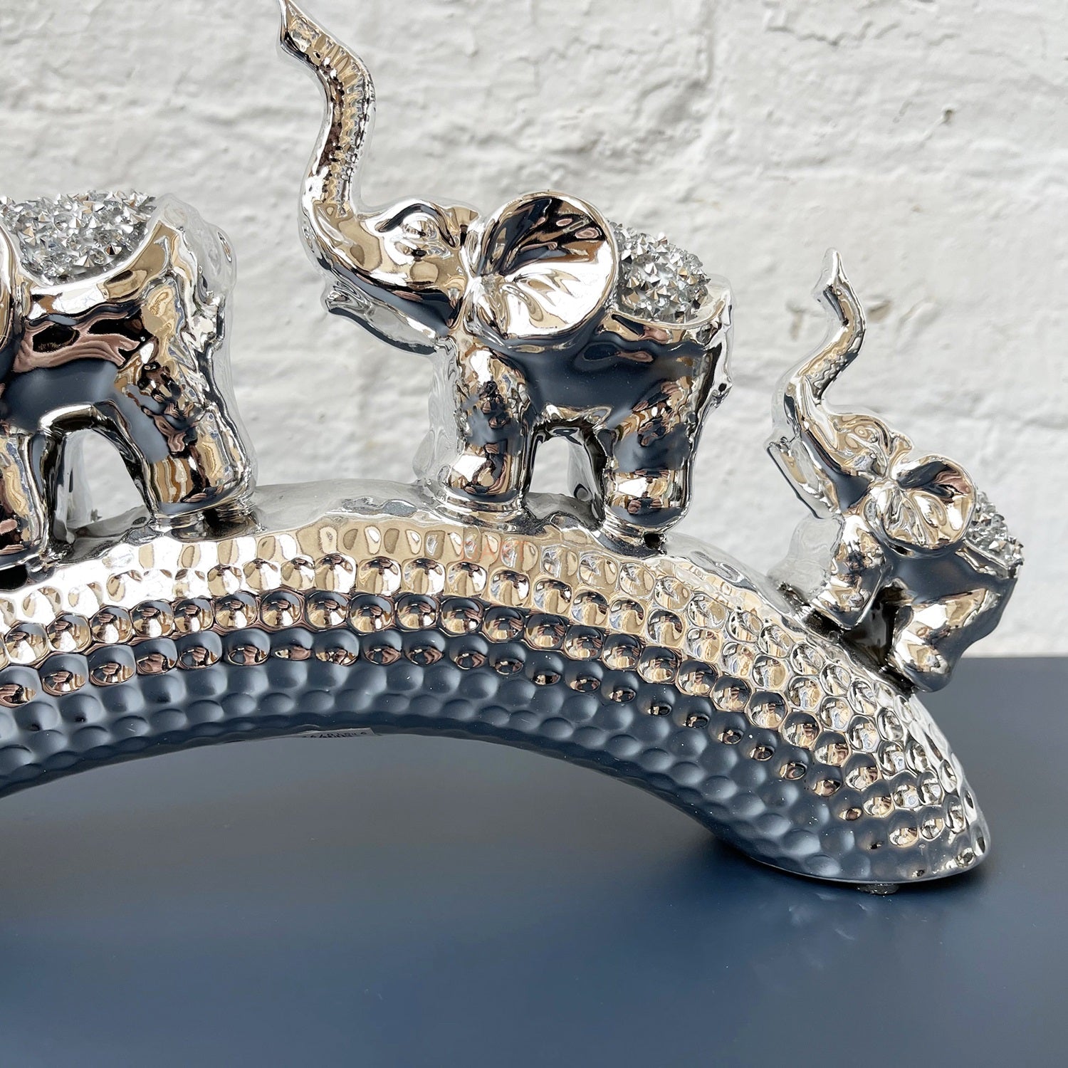 Ceramic Diamante Elephant Bridge Figurine