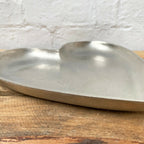 Set Of 2 Brushed Silver Love Heart Plates