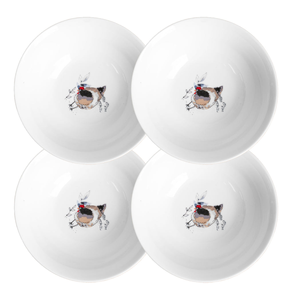 Set Of 4 Country Hen Cereal Bowls