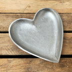 Set Of 2 Brushed Silver Love Heart Plates