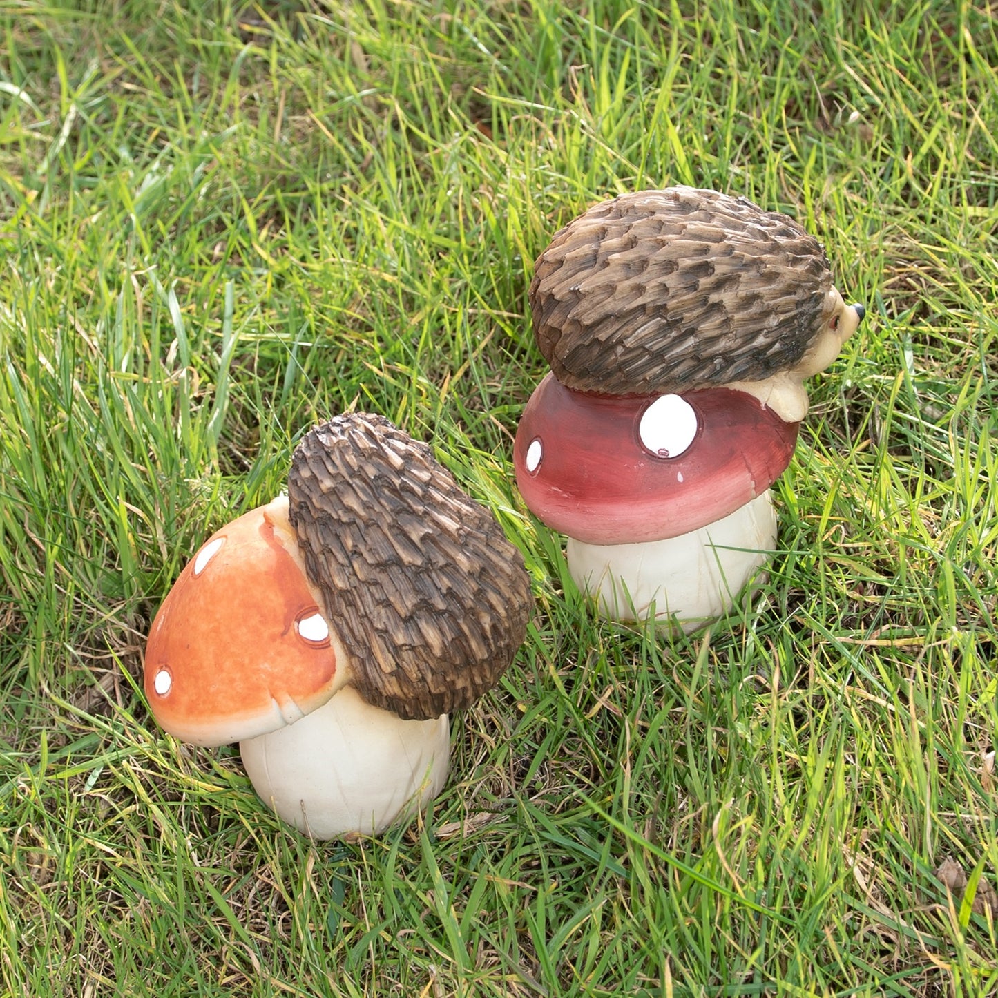 Set Of 2 Hedgehogs On Toadstools Figurines