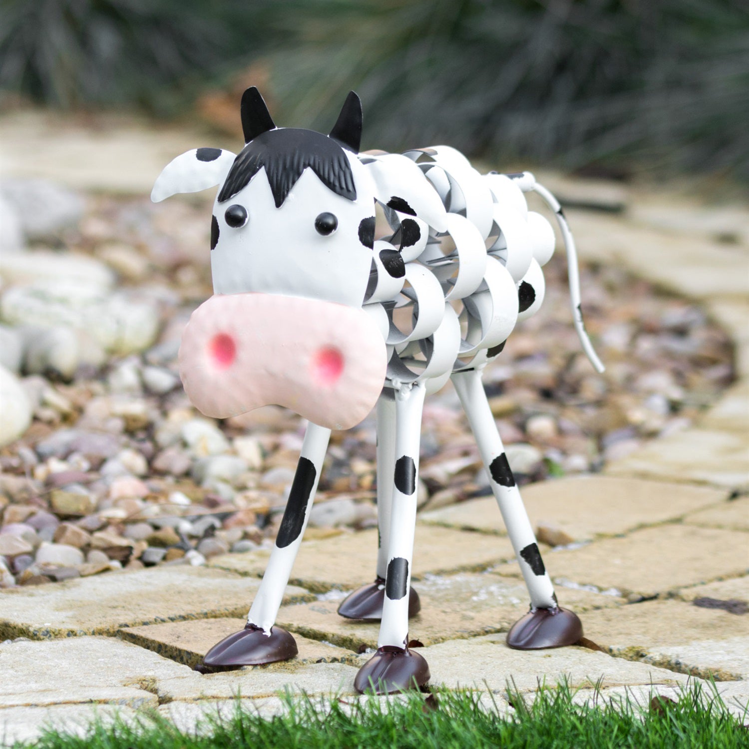 Black & White Metal Cow Ornament