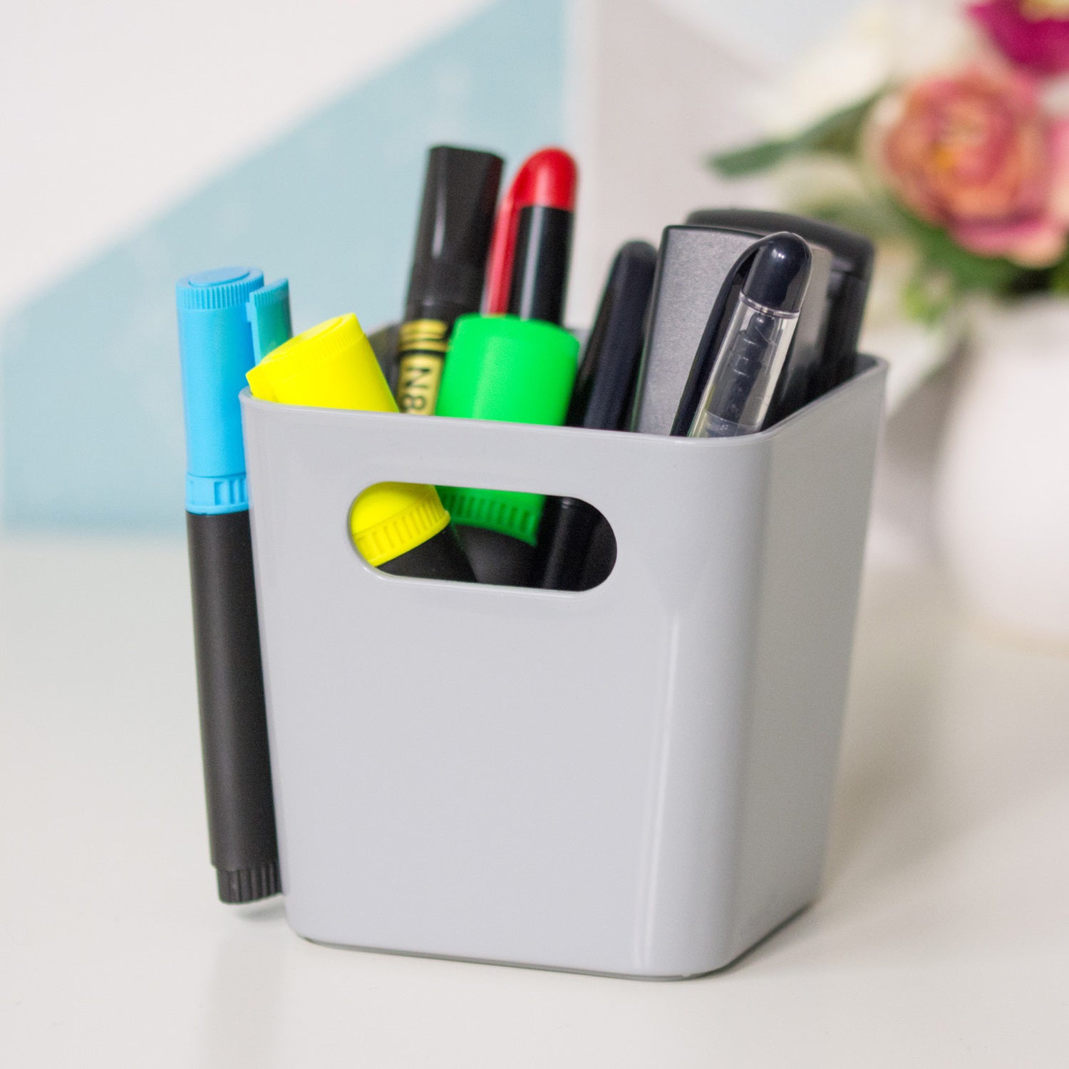 Set Of 5 Grey Square 10cm Studio Baskets