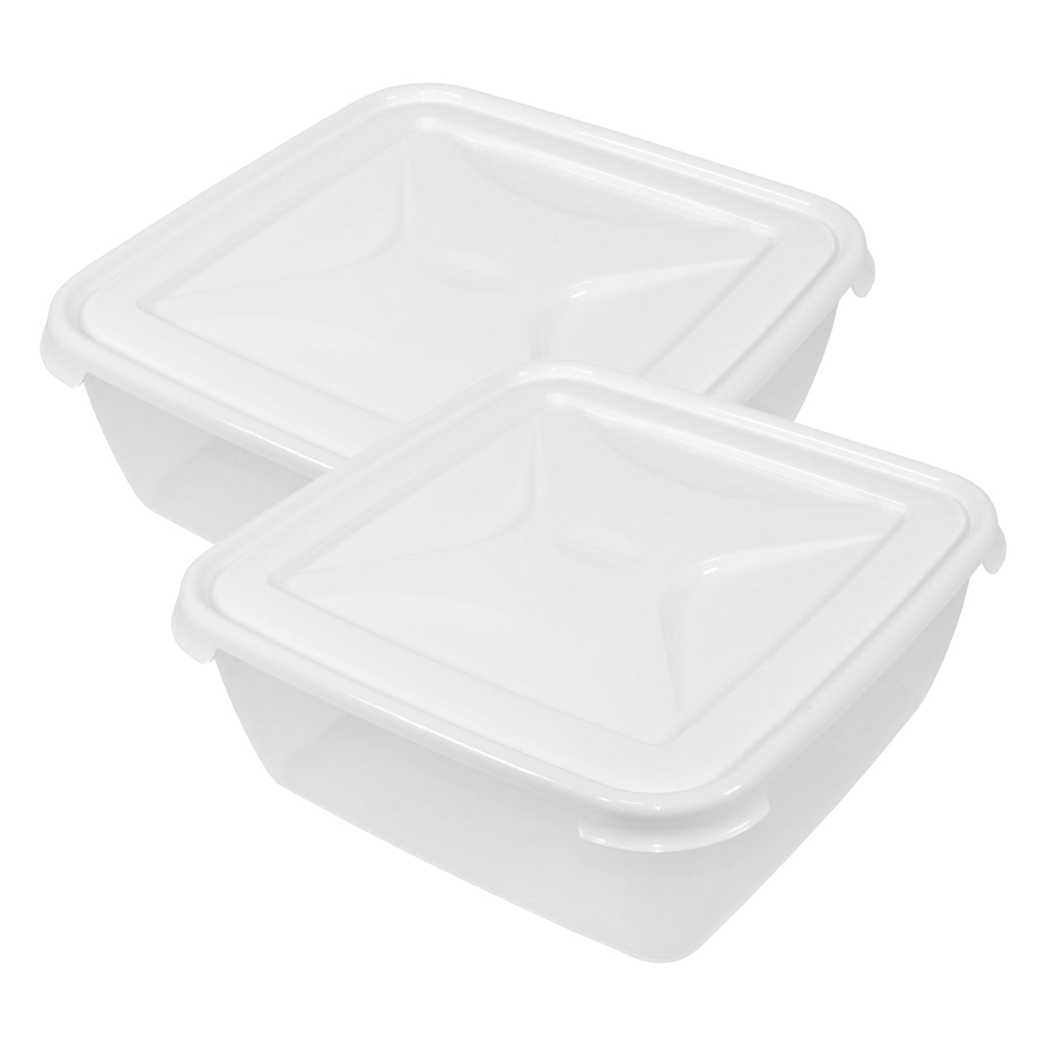 Set Of 2 White Lid 10 Litre Square Food Containers