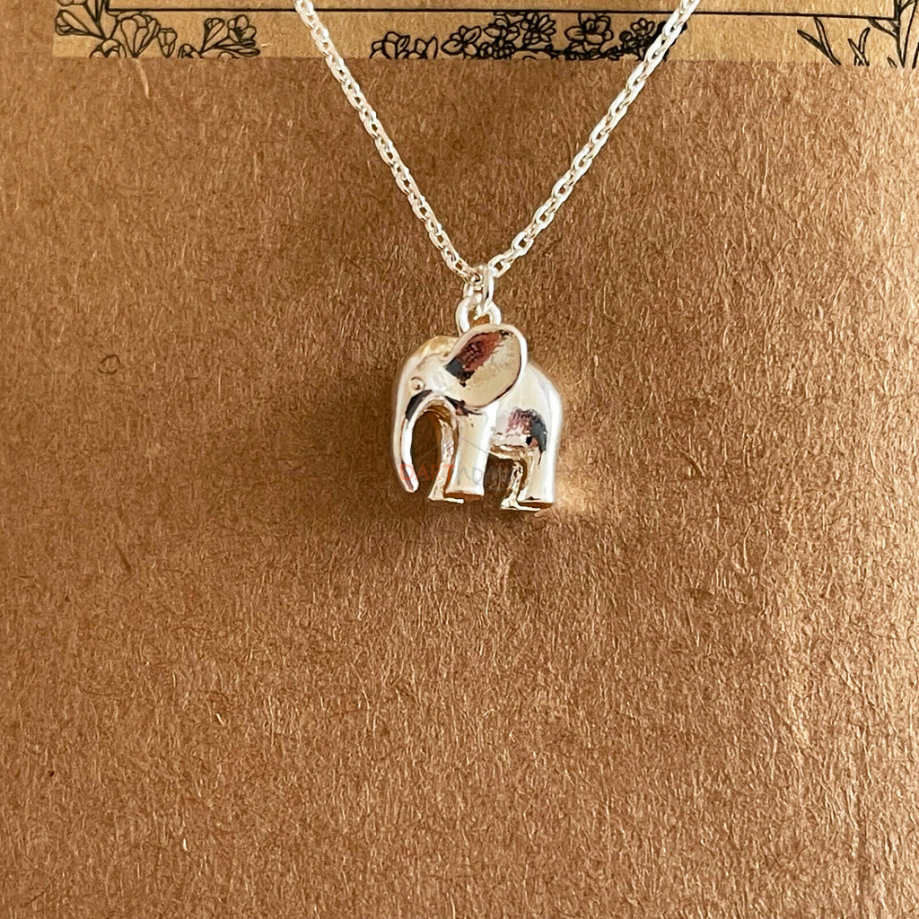 Sterling Silver Elephant Pendant Necklace 18"