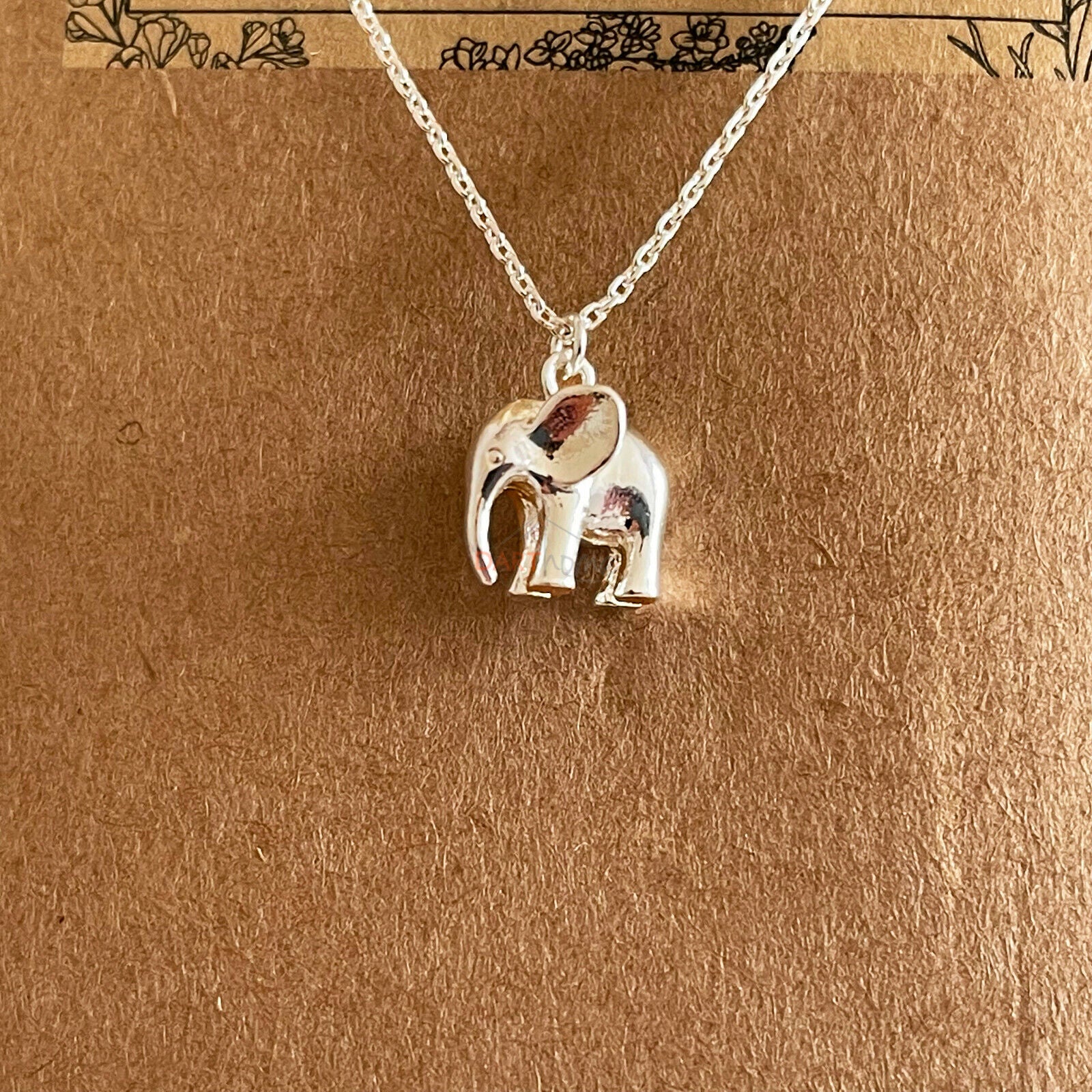 Sterling Silver Elephant Pendant Necklace 18"
