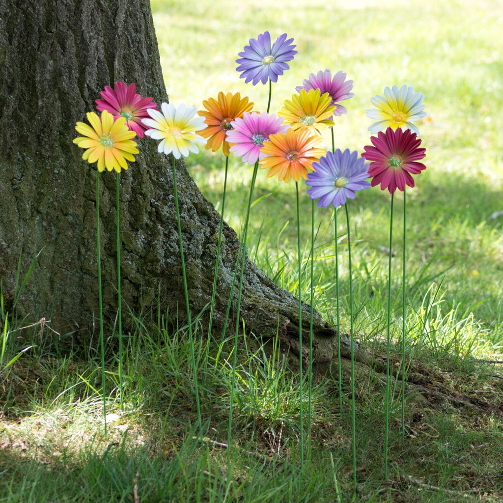 Set Of 12 Metal Flower Garden Stakes