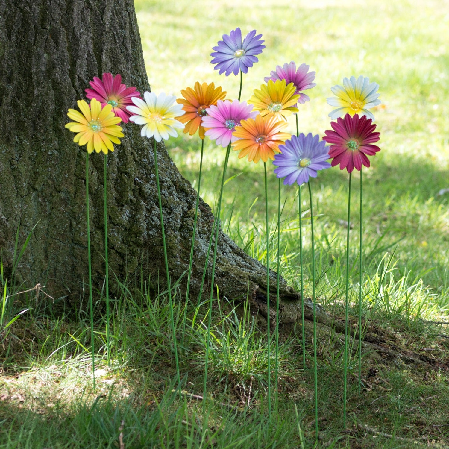 Set Of 12 Metal Flower Garden Stakes