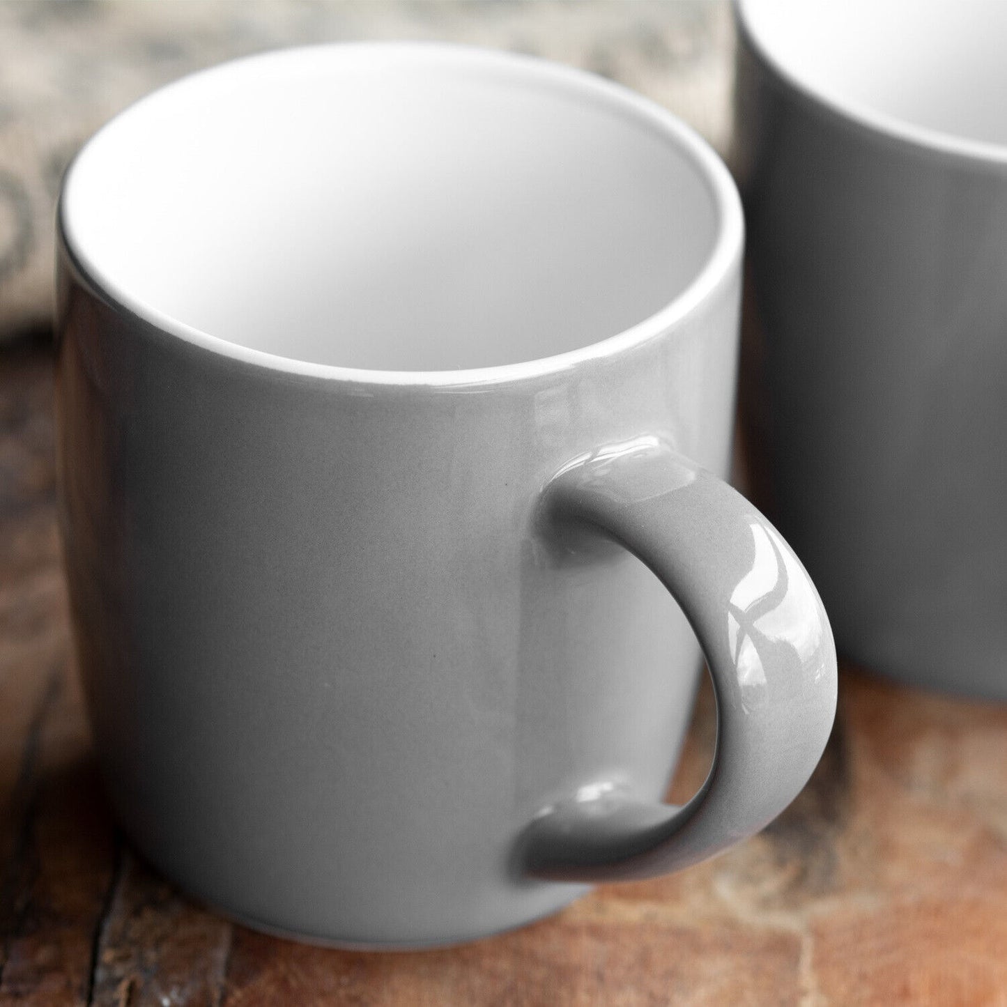 Set Of 6 Stoneware Charcoal Grey Mugs