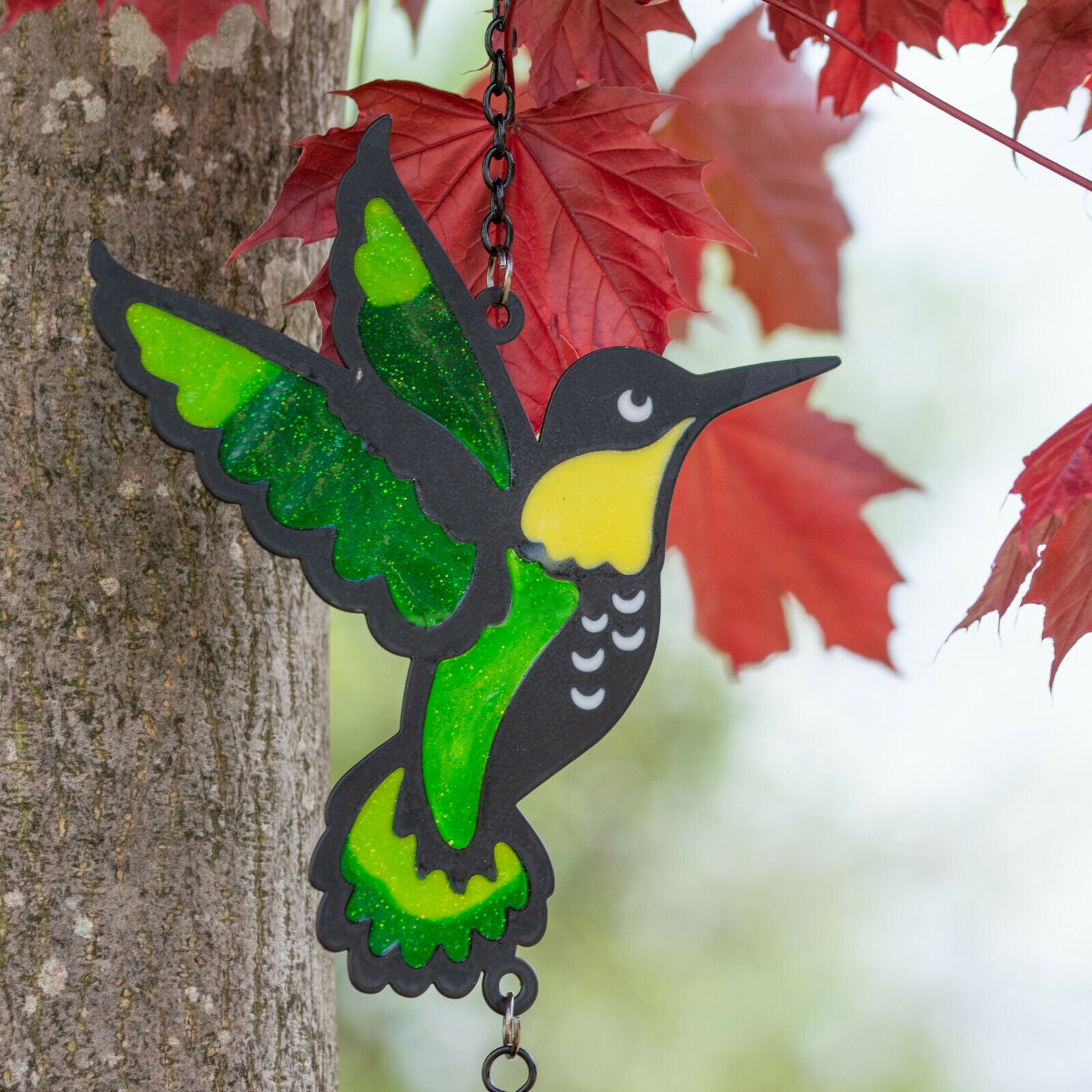 Stained Glass Effect Hummingbird Wind Chime