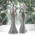 Set Of 2 Silver Sparkle Lady Ornaments