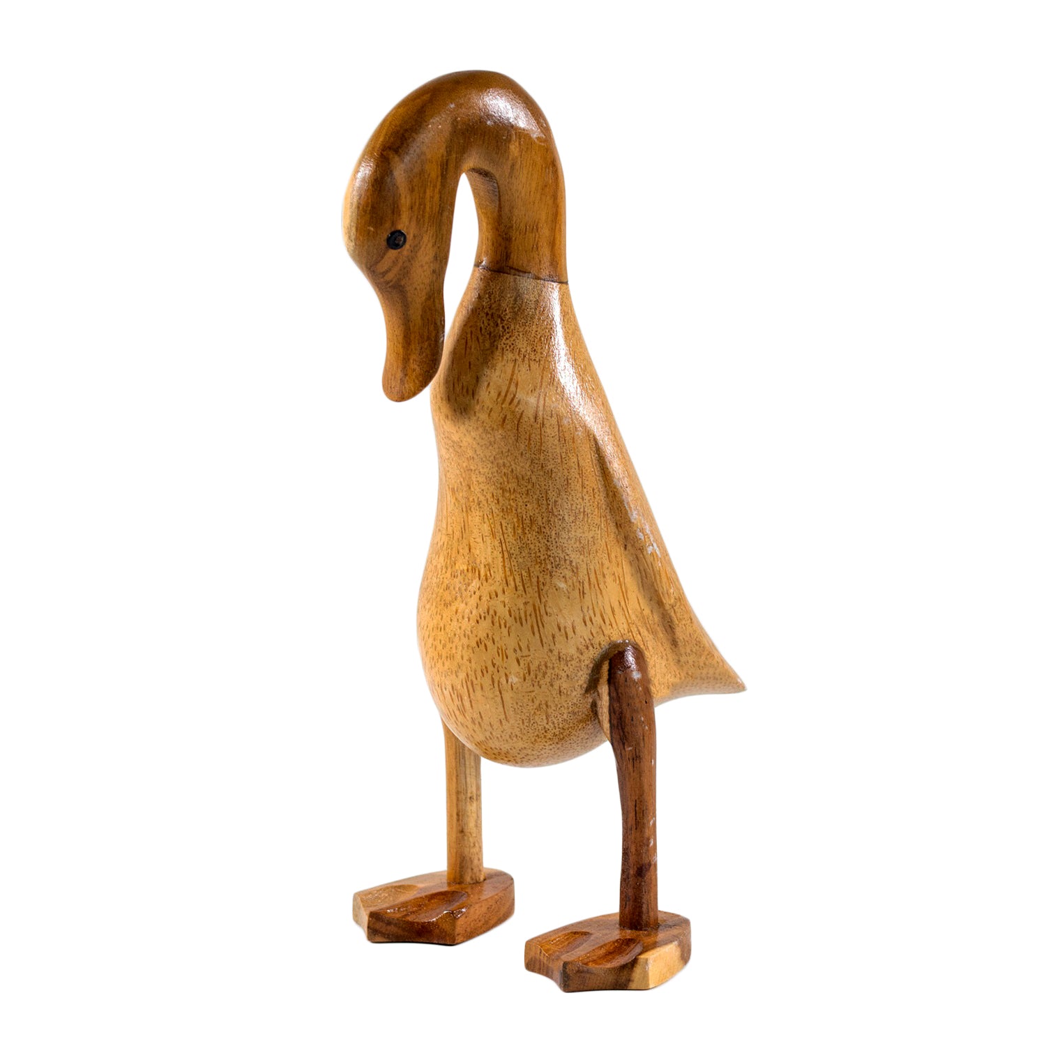 Teak Wood Shy Duck Ornament