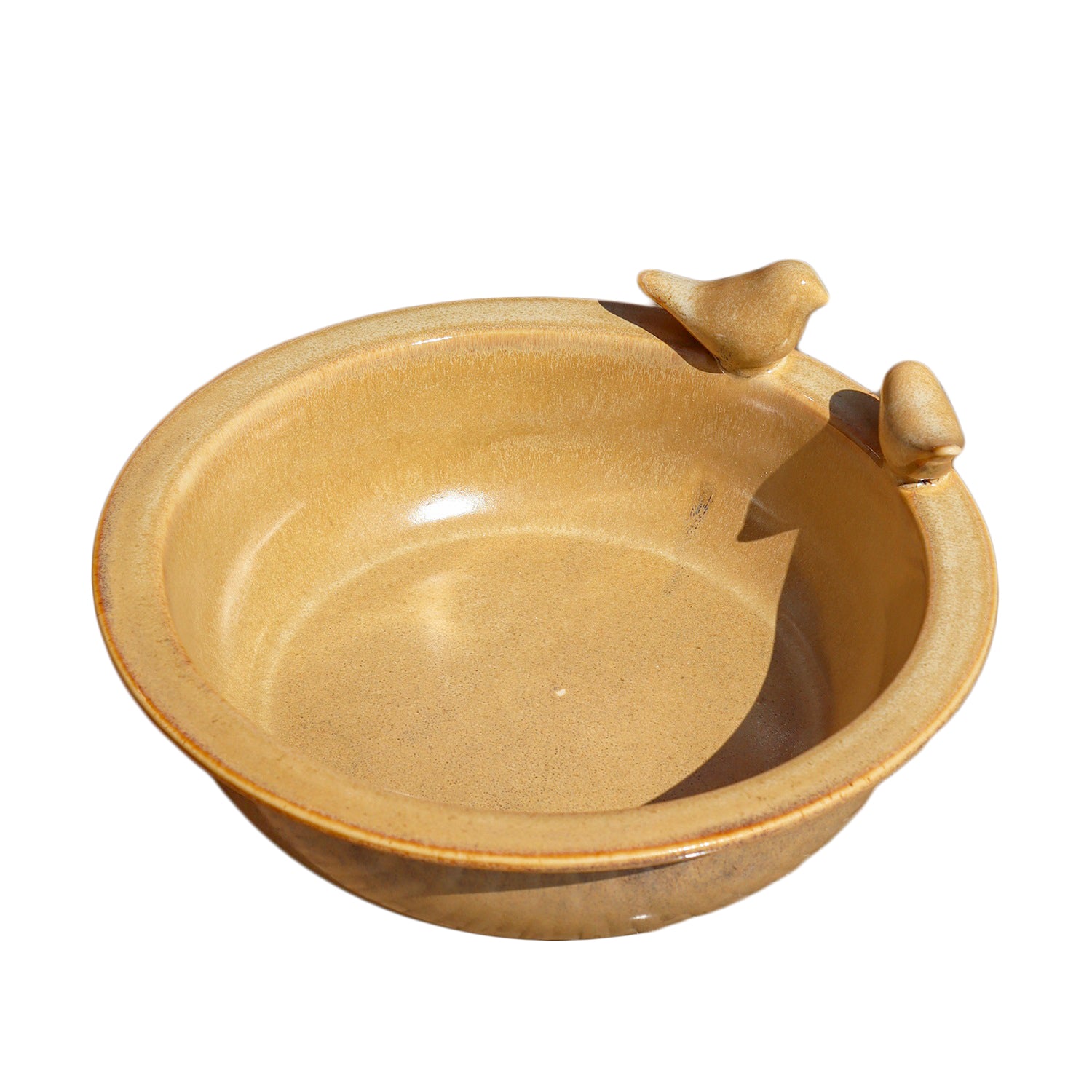 Speckled Brown Reactive Glaze Bird Bath