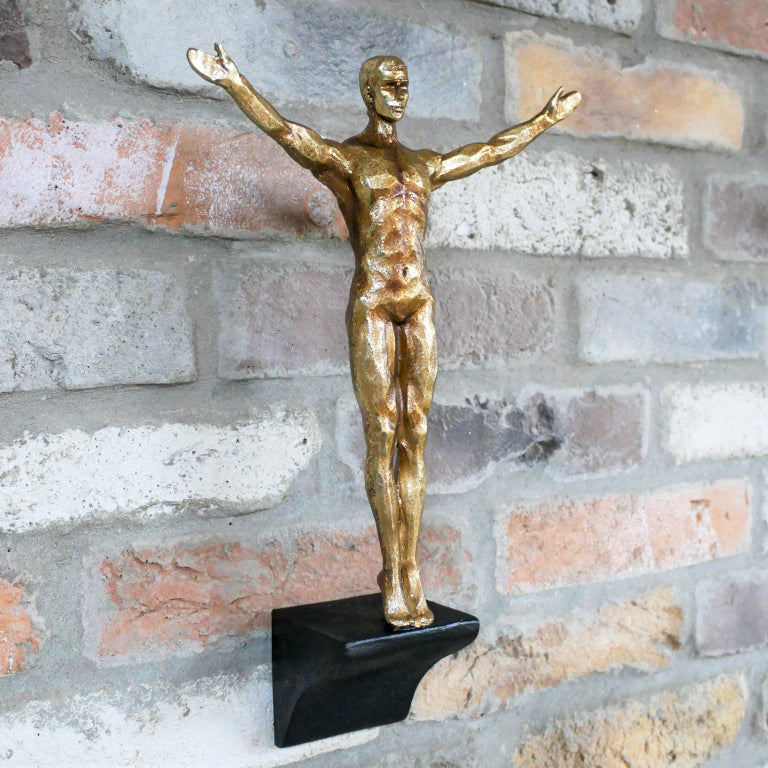 Gold Diving Man Wall Sculpture