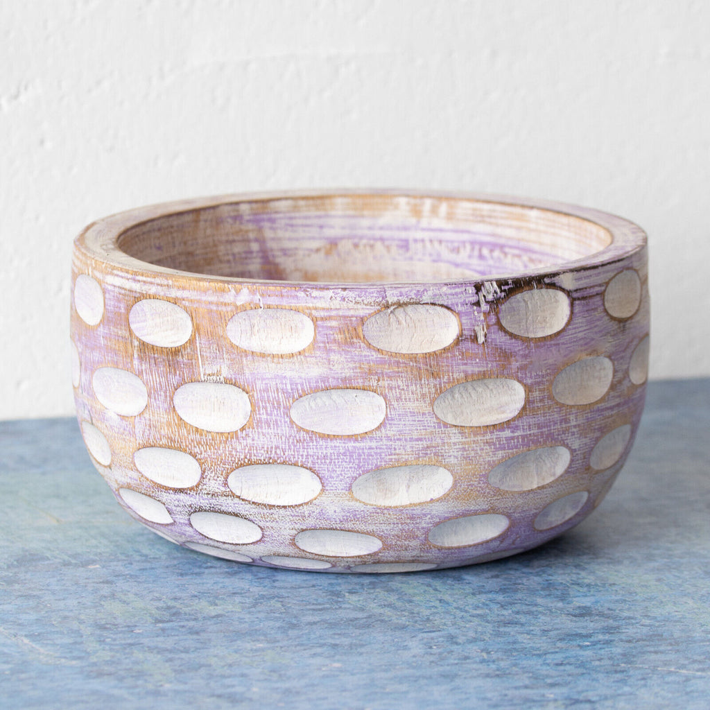 Purple Rustic Hand Carved Bowl
