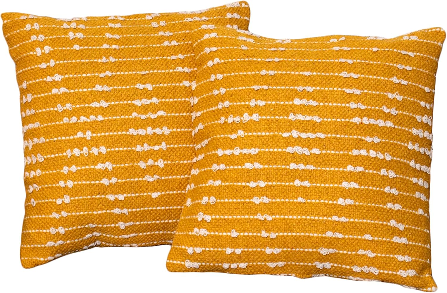 Set of 2 Mustard Diamond Textured Cushions
