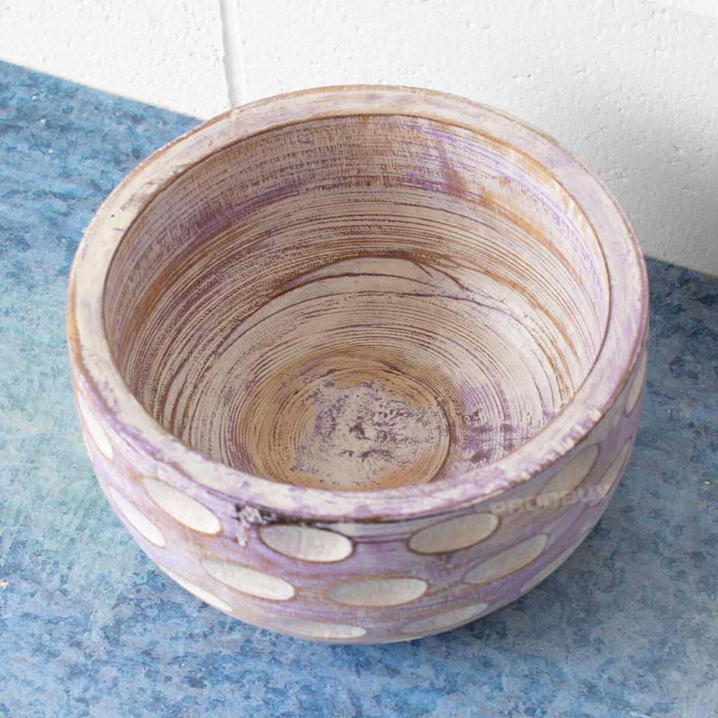 Purple Rustic Hand Carved Bowl
