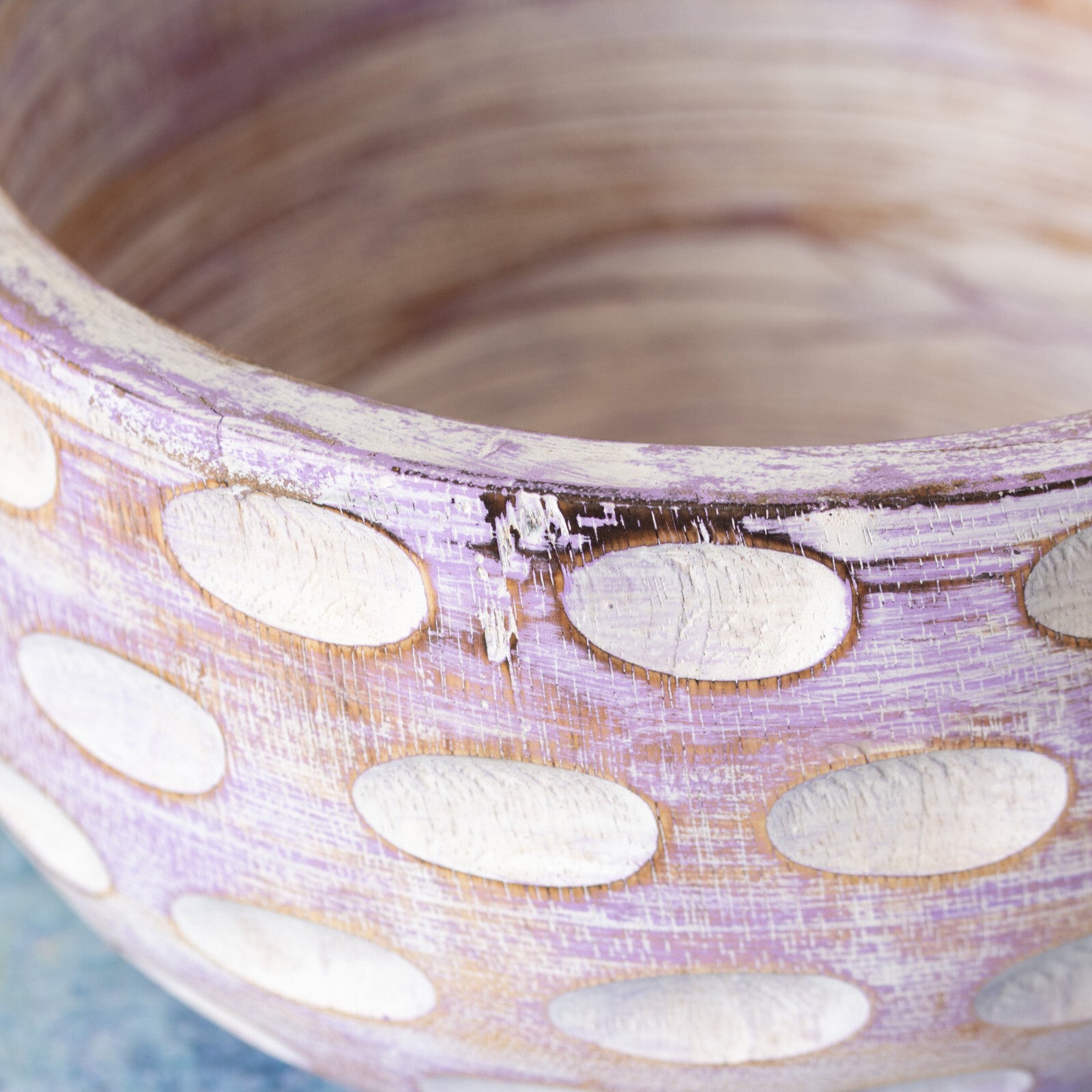 Purple Rustic Hand Carved Bowl