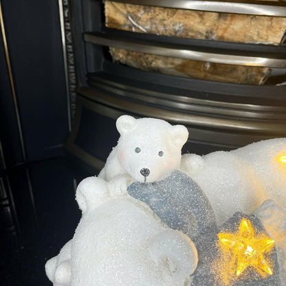 LED Polar Bear & Cub Christmas Sculpture