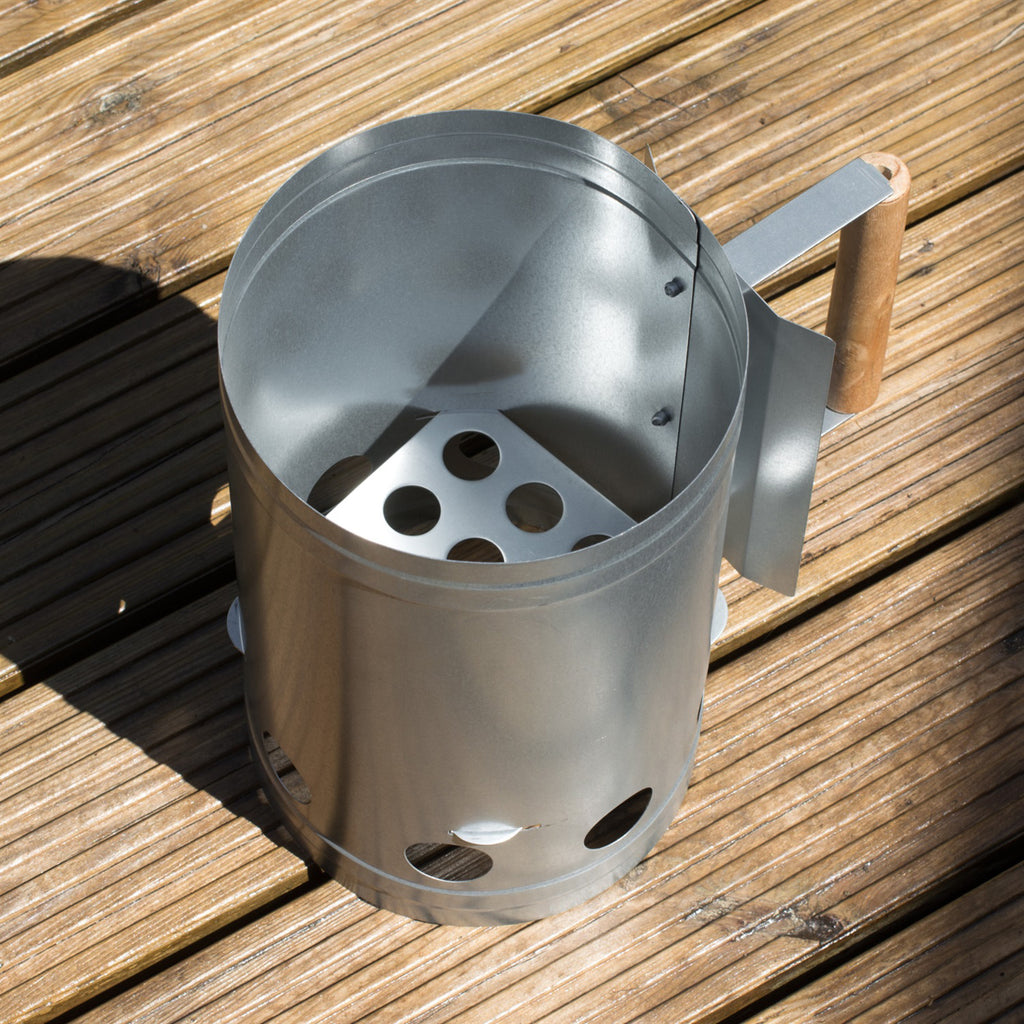 Steel Charcoal Starter With Wooden Handle