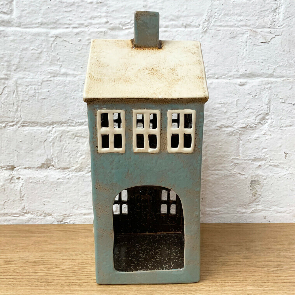 Large Grey House Tealight Holder