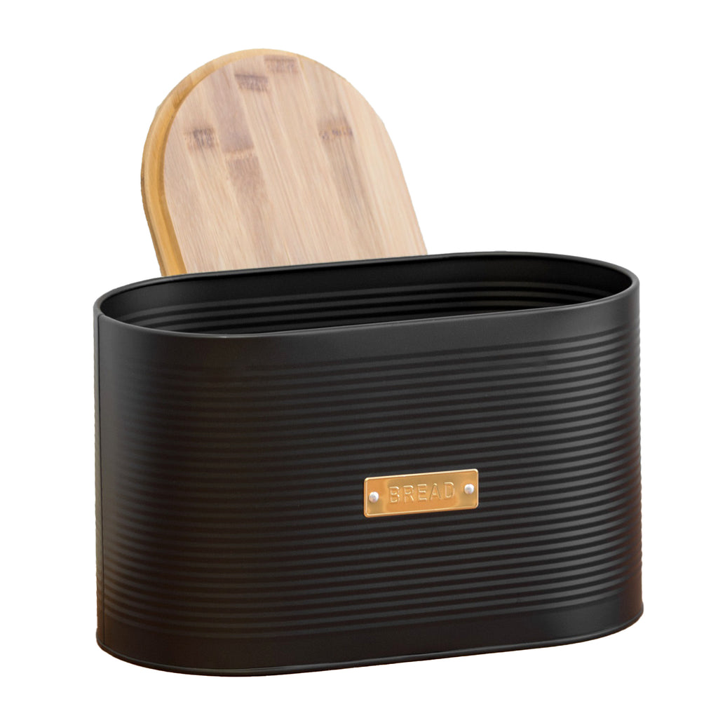 Black Ribbed Bread Bin