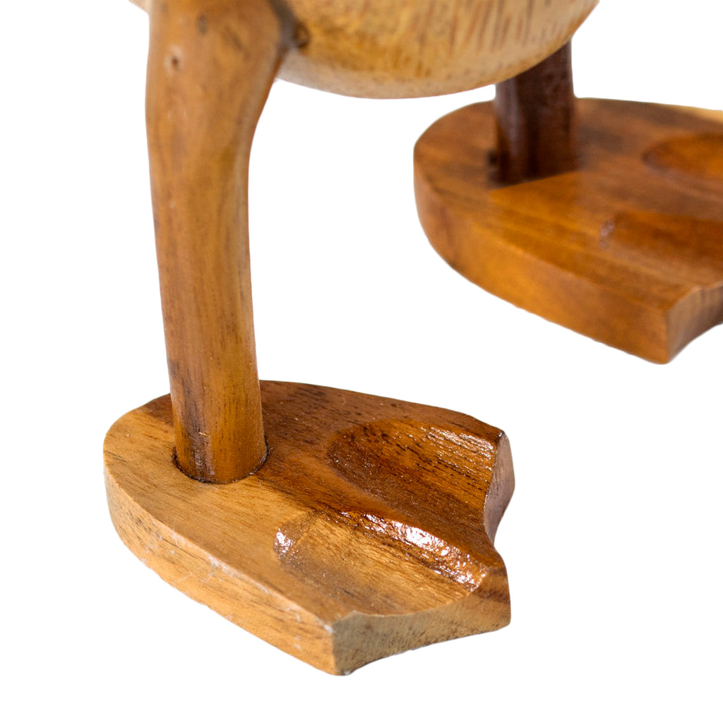 Teak Wood Shy Duck Ornament