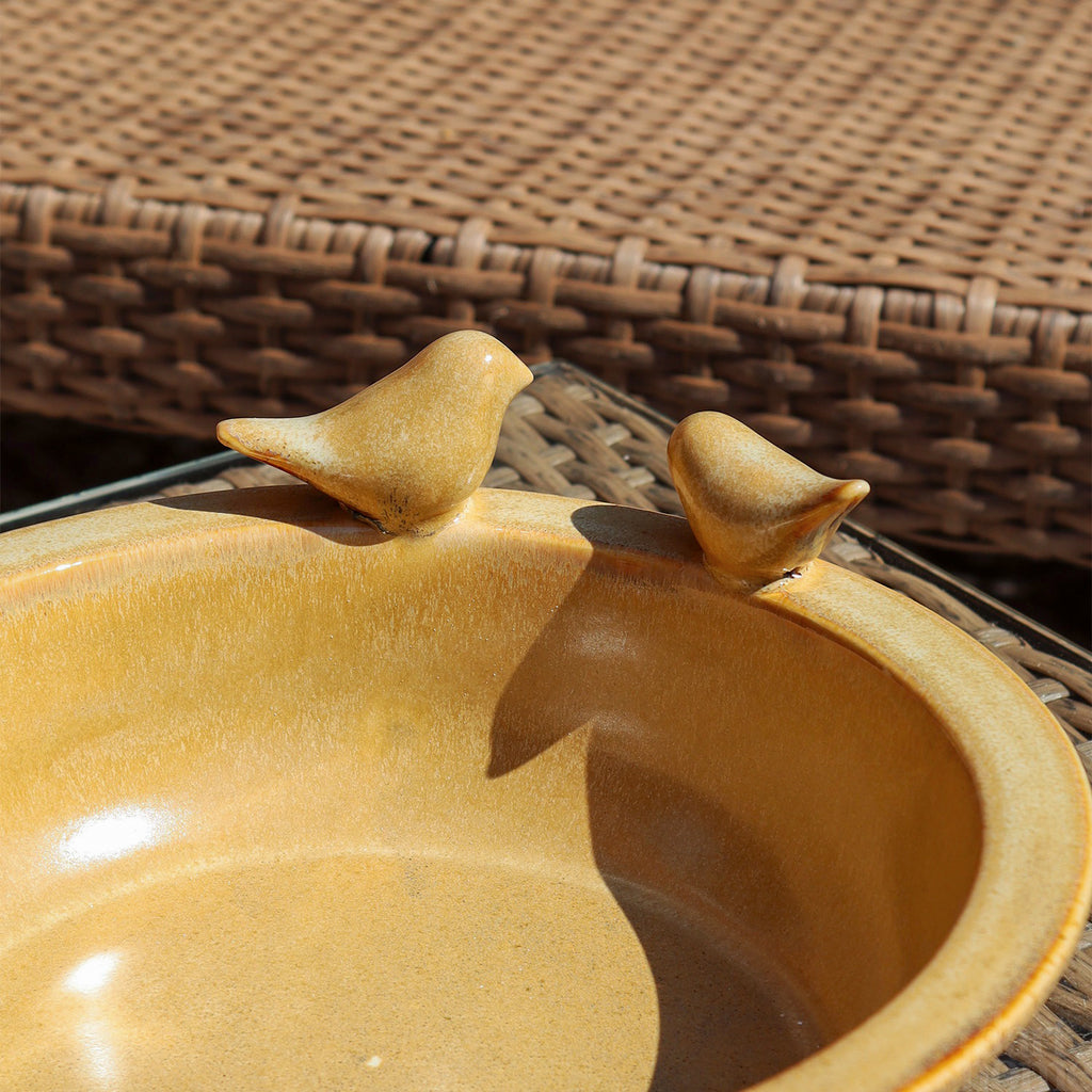 Speckled Brown Reactive Glaze Bird Bath