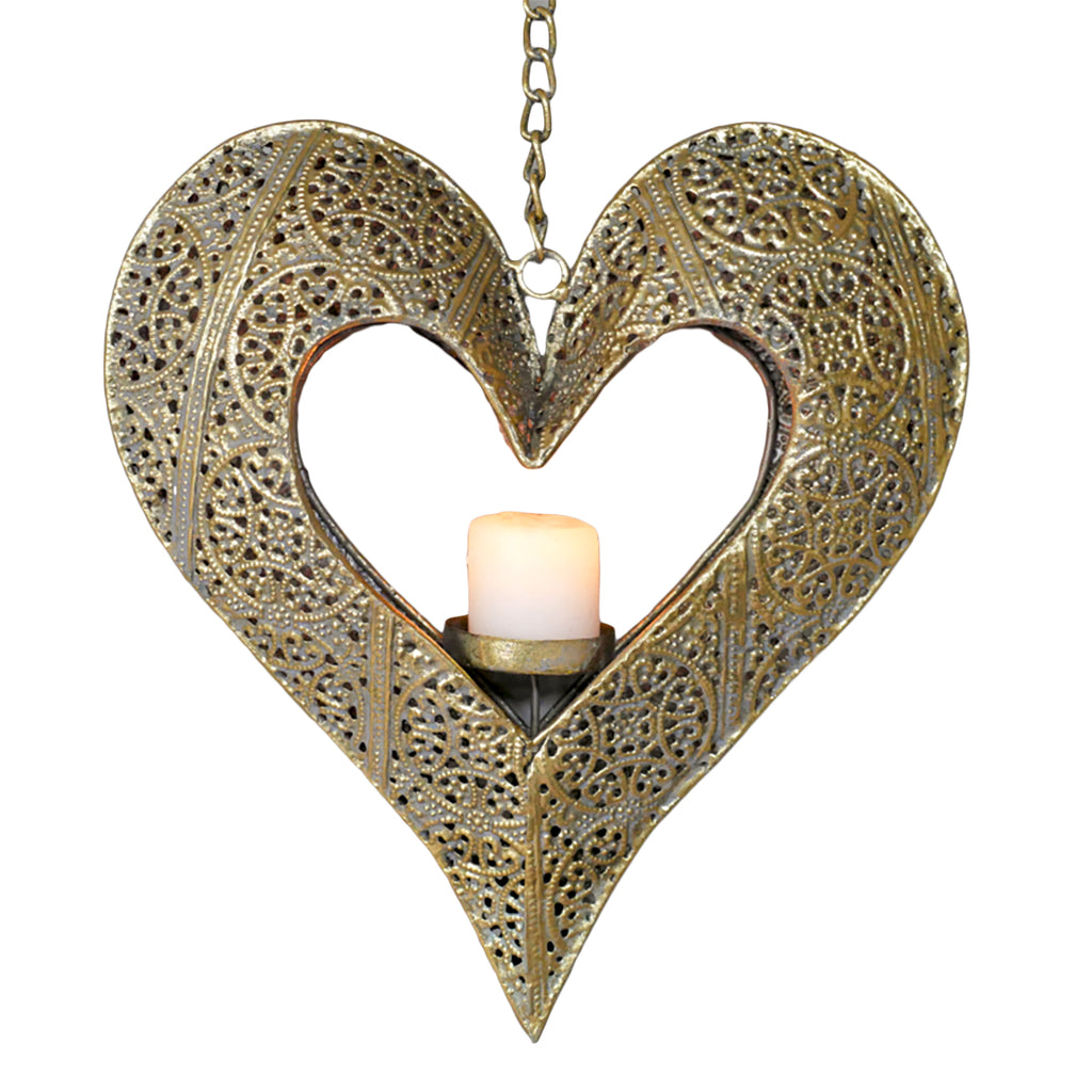 Gold Moroccan Heart Wall Candle Holder