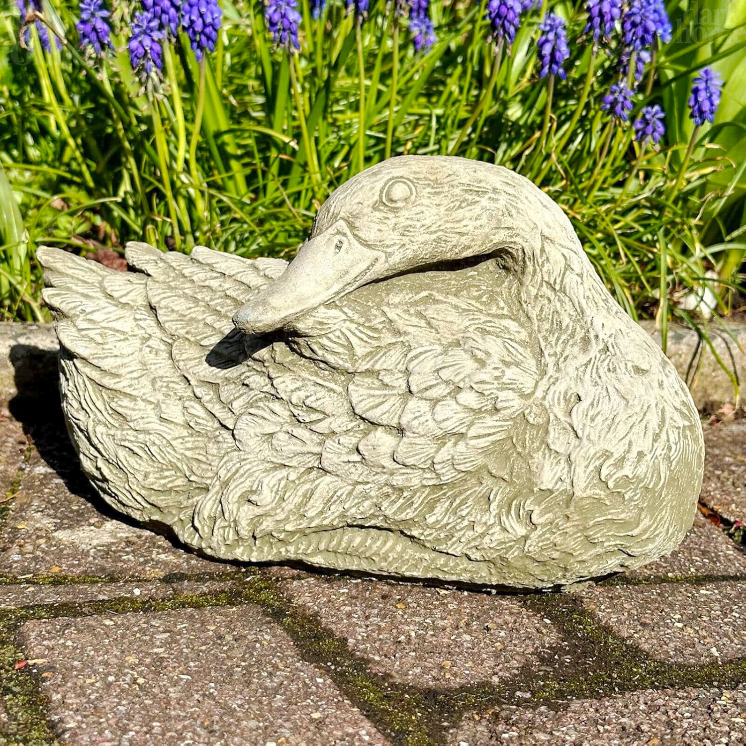 Stone Resting Duck Sculpture