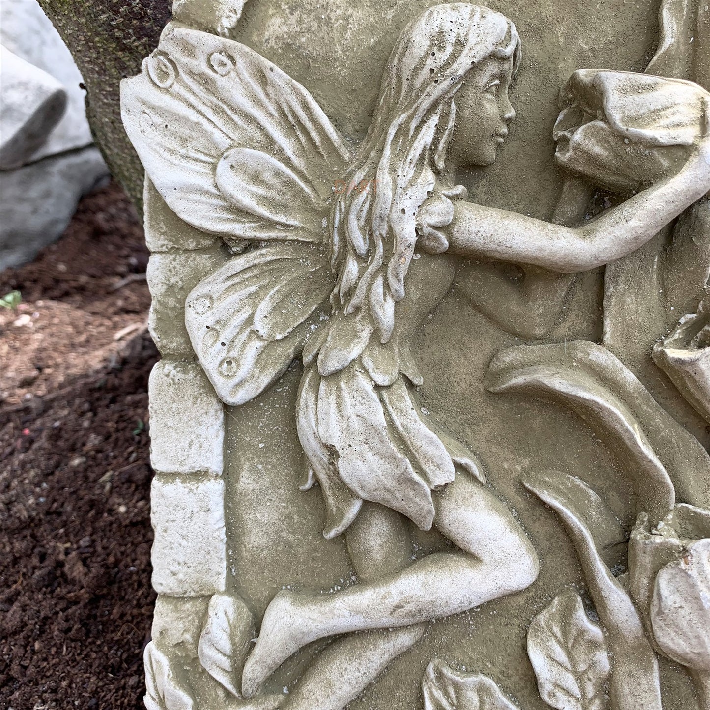 Stone Flower Fairy Garden Wall Plaque