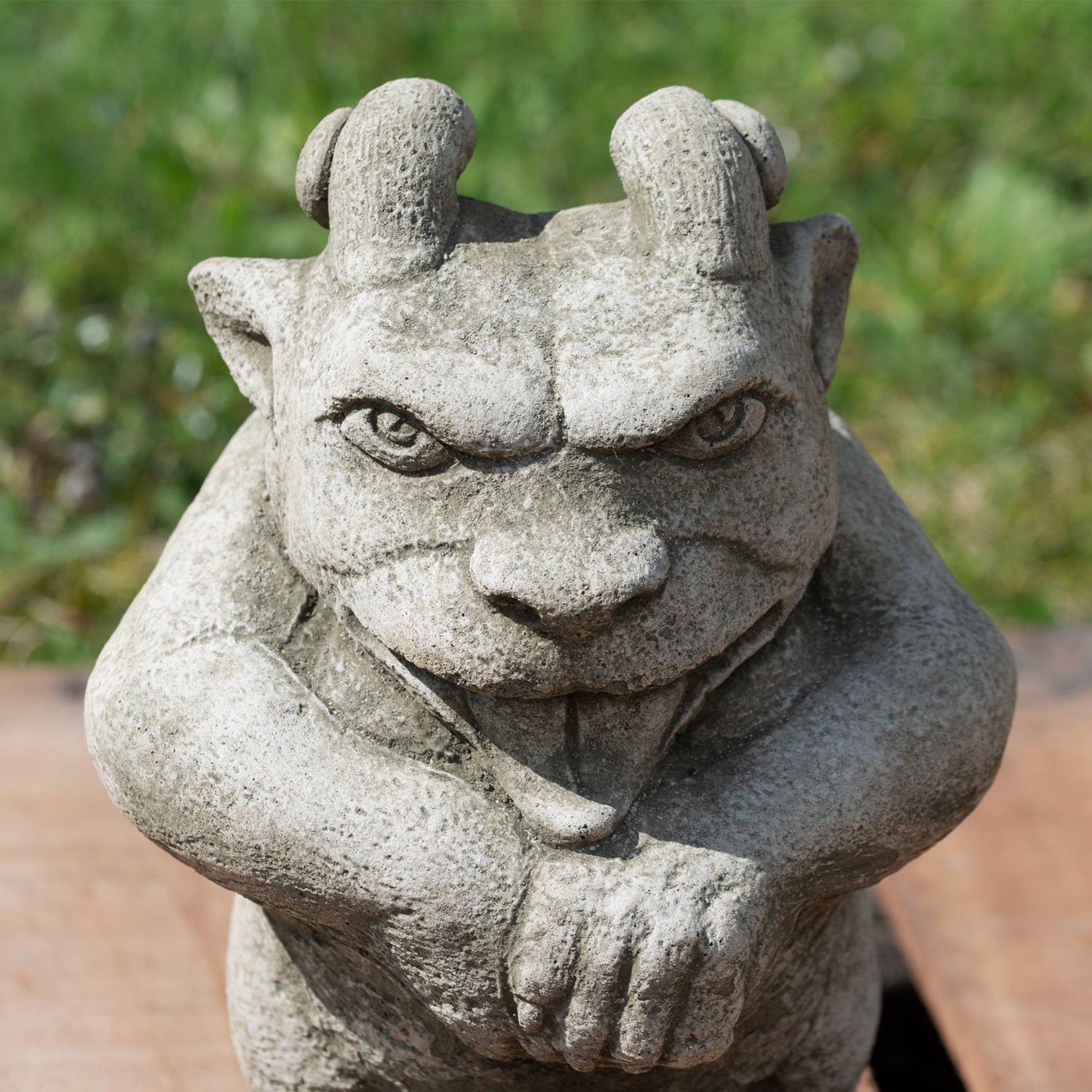 Heavy Stone Horned Gargoyle Statue