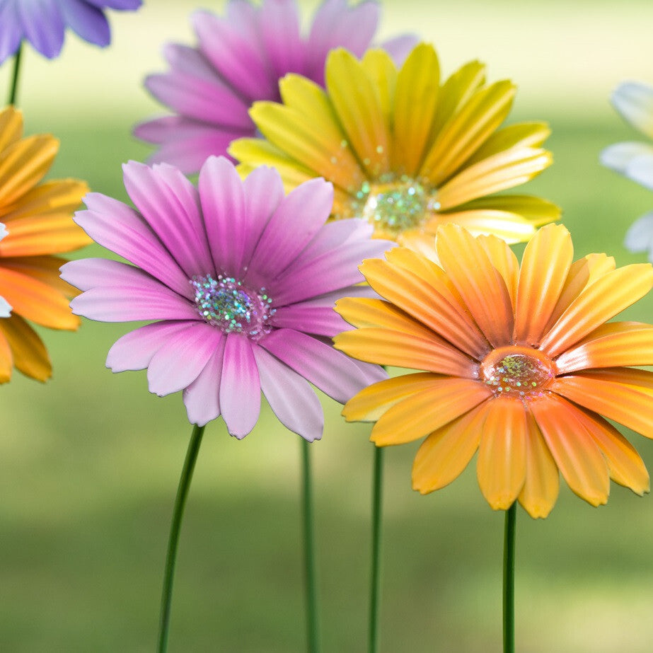 Set Of 12 Metal Flower Garden Stakes