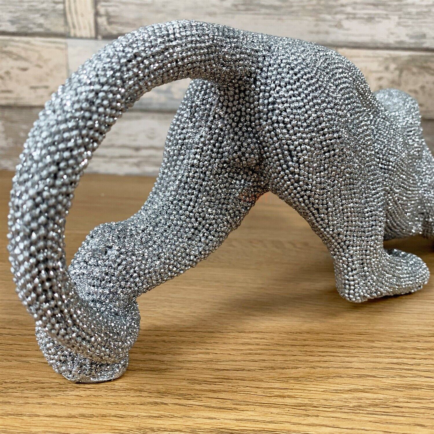 Silver Glitter Cheetah Sculpture