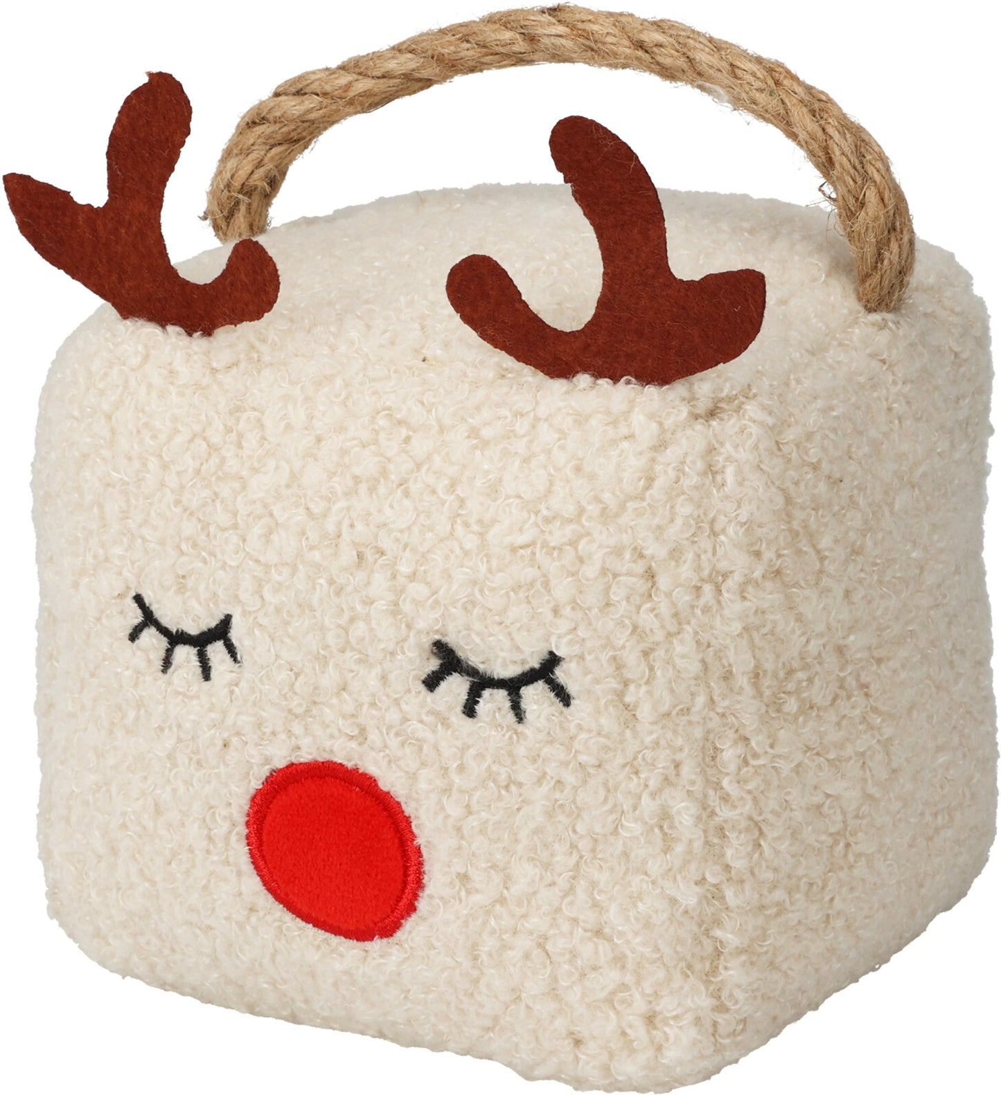 Beige Cute Reindeer Cube Doorstop