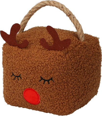 Brown Cute Reindeer Cube Doorstop