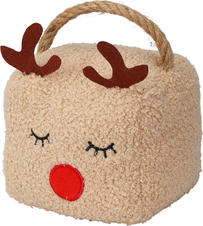 Light Brown Cute Reindeer Cube Doorstop