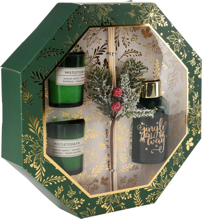 Mistletoe & Fir Christmas Candles & Diffuser Gift Set