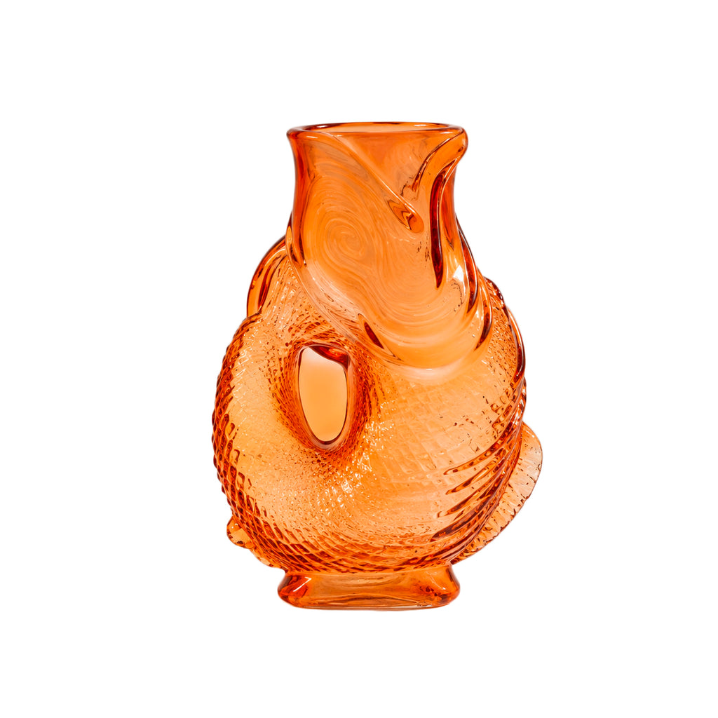 Eclectic Orange Glass Fish Vase