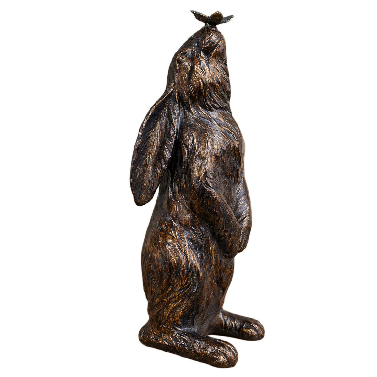 Bronze Moongazing Rabbit With Butterfly Ornament