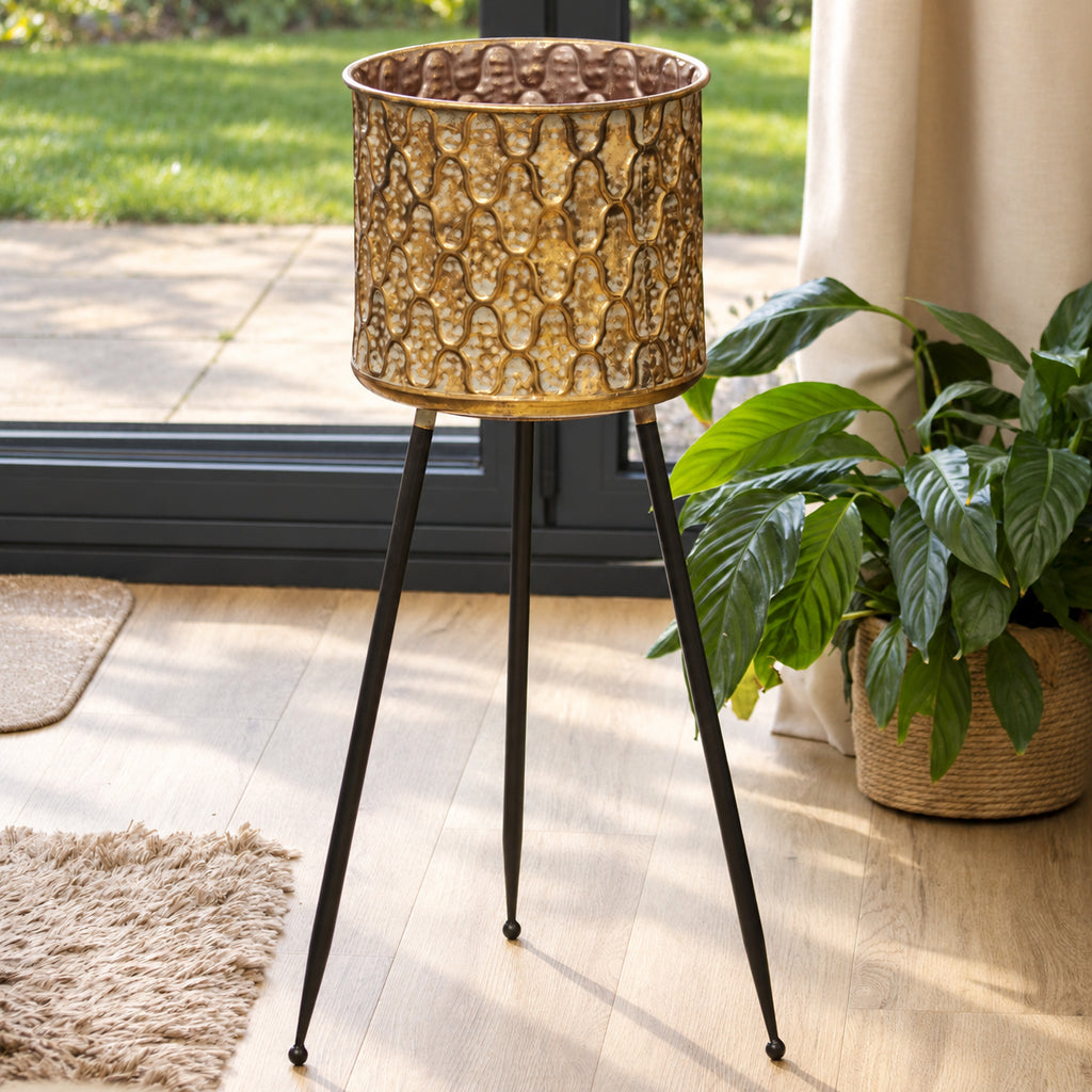 Antique Moroccan Trellis Metal Plant Stand
