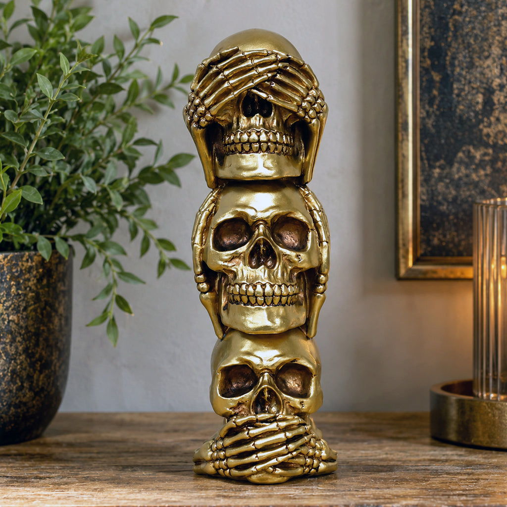 Gold Three Wise Skulls Totem Ornament