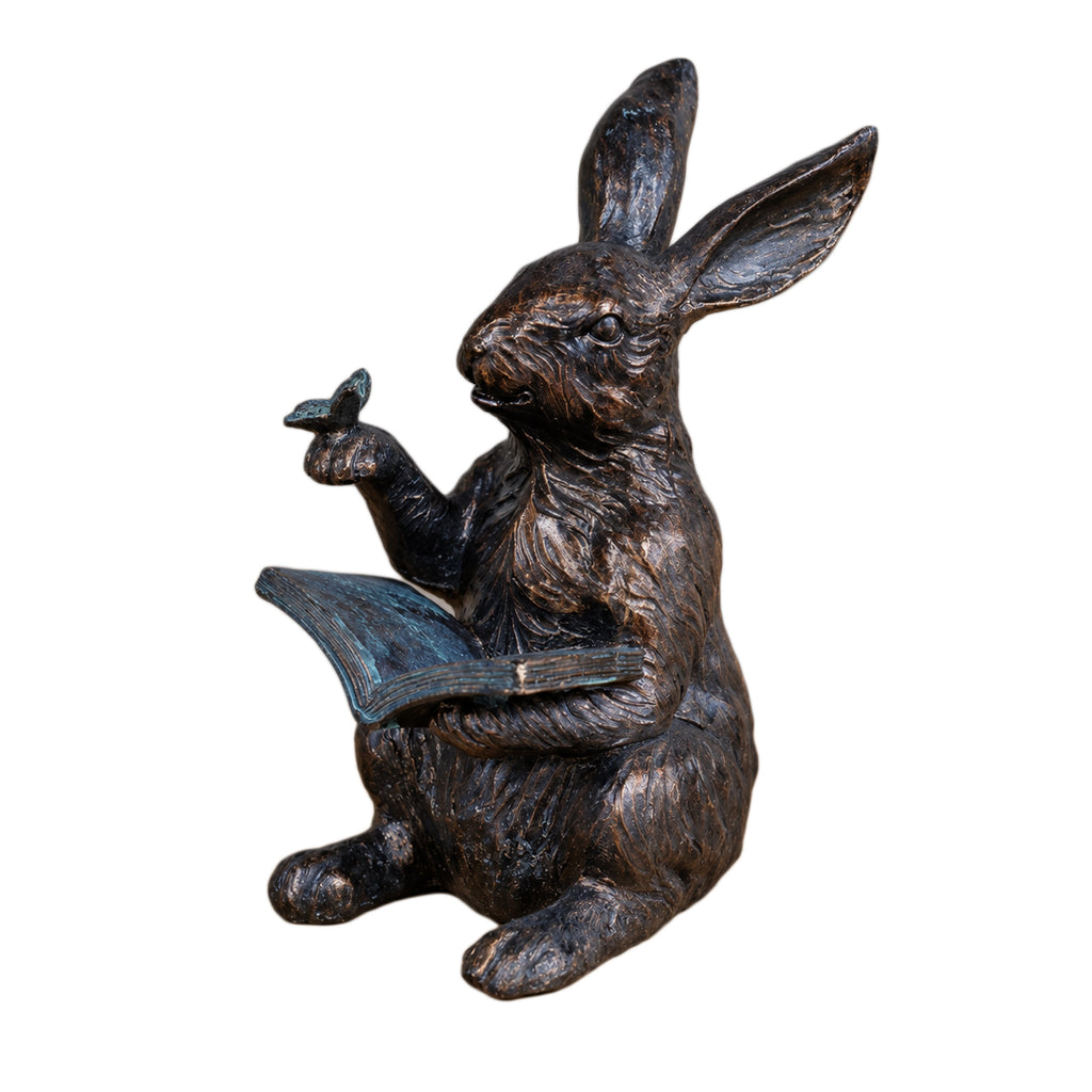 Bronze Reading Rabbit Ornament